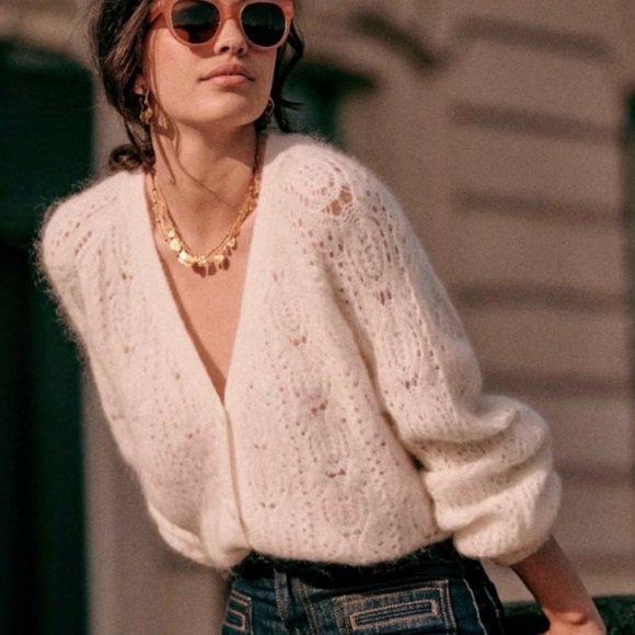 Sezane Sweaters - Sezane Joia Cardigan Écru. - Size XL